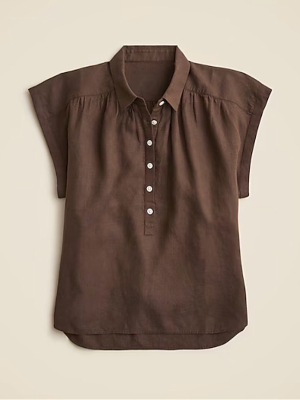 J. Crew New Capitaine shirt in Baird McNutt Irish linen in Deep Chocolate Brown